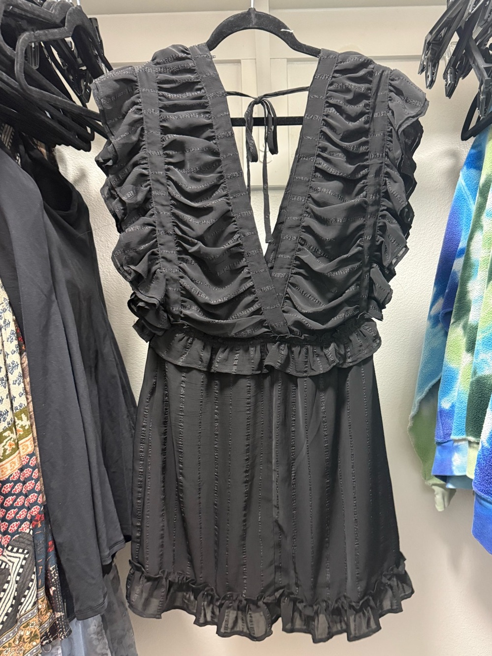 FAVLUX Black Textured Ruffle Dress - Picture 6 of 7